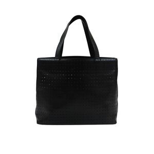 Paco Rabanne Womens Leather Laser Cut Open Front Shoulder Handbag Black